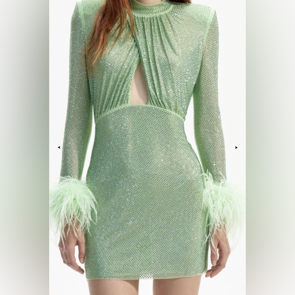 Self-Portrait Glittering Mint  Dress